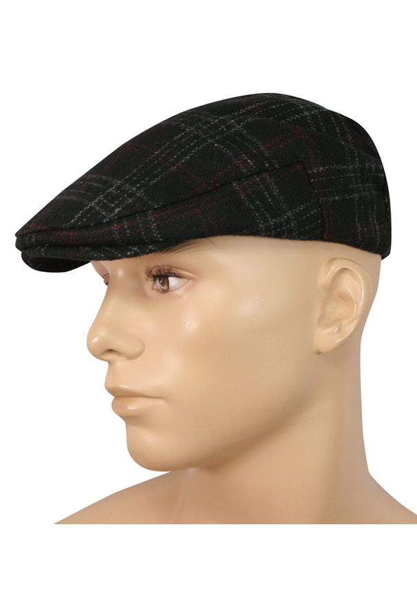 Czarna czapka Pako Jeans na jesień, w kratkę
