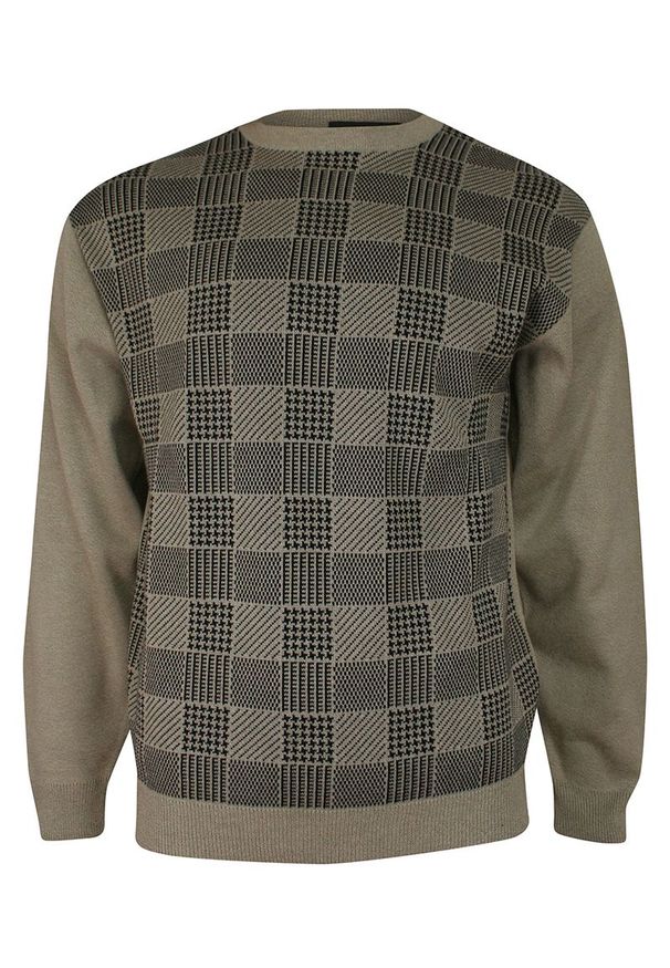 Sweter Kings z okrągłym kołnierzem, w kratkę, klasyczny, na zimę