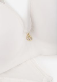 Renee - Jasnobeżowy Biustonosz Push Up o Gładkim Wykończeniu z Cyrkoniową Aplikacją Claronei. Kolor: beżowy. Rodzaj stanika: push-up. Wzór: gładki, aplikacja #3