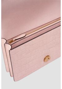 Pinko - PINKO Różowa damska kopertówka Love One Mini DC Cocco Nabuccato. Kolor: różowy. Materiał: z tłoczeniem, skórzane. Styl: casual, elegancki, wizytowy #5