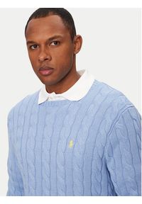 Polo Ralph Lauren Sweter 710775885535 Błękitny Regular Fit. Typ kołnierza: polo. Kolor: niebieski. Materiał: bawełna #5