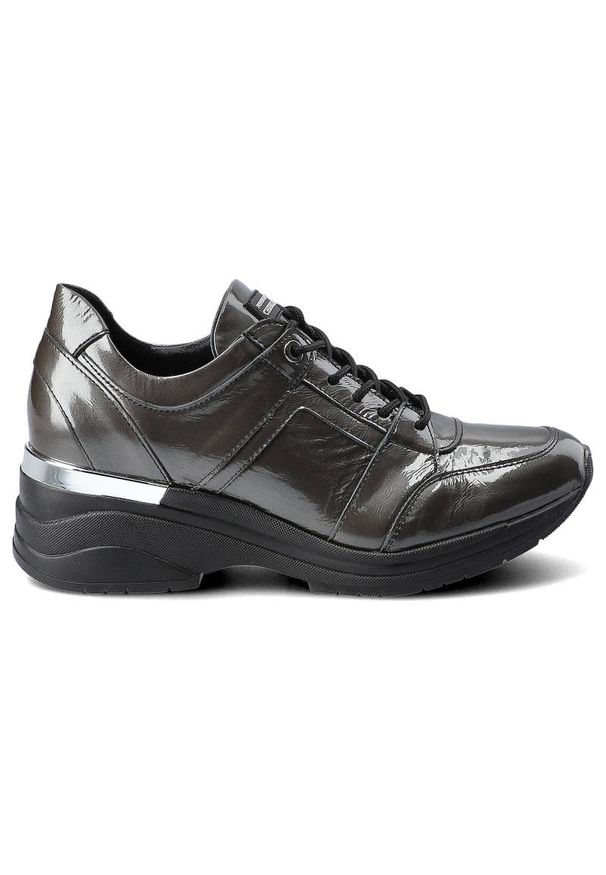 CheBello - Czarne Sneakersy Damskie Chebello Skórzane Obuwie. Okazja: na co dzień. Kolor: szary. Materiał: skóra. Szerokość cholewki: normalna. Obcas: na koturnie. Styl: casual