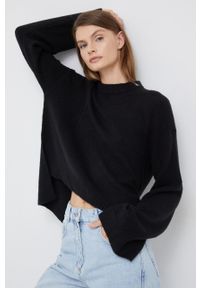 Calvin Klein Jeans sweter z domieszką wełny damski kolor czarny lekki z półgolfem. Kolor: czarny. Materiał: wełna #3