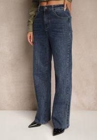 Renee - Niebieskie Jeansy High Waist o Szerokim Kroju Orrisalla. Okazja: na co dzień. Stan: podwyższony. Kolor: niebieski. Styl: casual