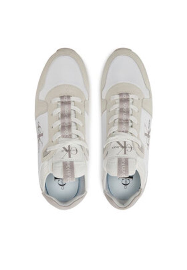 Calvin Klein Jeans Sneakersy Runner Sock Lace Up YM0YM00553 Biały. Kolor: biały. Materiał: materiał