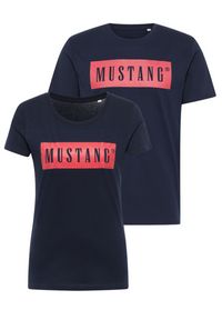 Mustang - 2PAK MUSTANG STYLE ALEX C / ALINA C LOGO TEE MĘSKI/DAMSKI T-SHIRT KOSZULKA NADRUK LOGO BLUE NIGHTS 1013223 4085. Okazja: na co dzień. Materiał: bawełna, jeans. Wzór: nadruk. Styl: sportowy, casual, elegancki, klasyczny #4