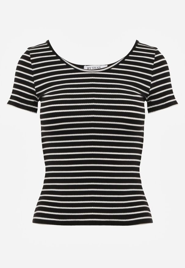 Renee - Czarno-Biały Bawełniany T-shirt Koszulka w Paski z Krótkim Rękawem Fralea. Okazja: na co dzień. Kolor: czarny. Materiał: bawełna. Długość rękawa: krótki rękaw. Długość: krótkie. Wzór: paski. Styl: elegancki, casual