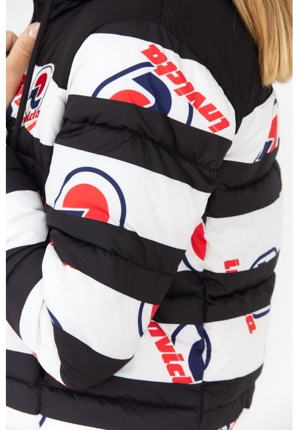 Invicta - INVICTA Czarna kurtka damska w białe pasy i logo, Rozmiar M. Kolor: czarny