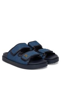 TOMMY HILFIGER - Tommy Hilfiger Klapki Double Strap Denim Sandal FW0FW09123 Niebieski. Kolor: niebieski. Materiał: materiał #4