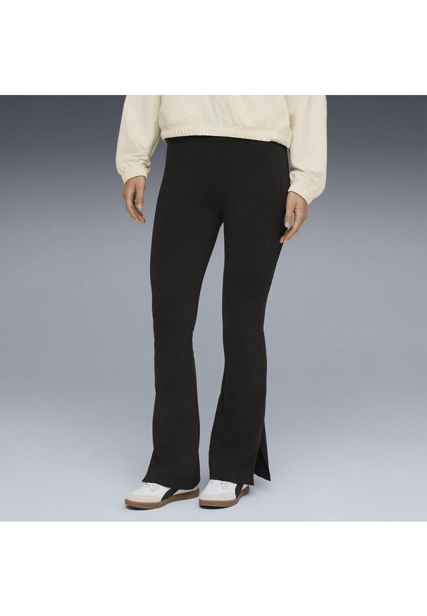 Puma - Damskie rozkloszowane legginsy HER z wysokim stanem PUMA. Stan: podwyższony. Kolor: czarny. Sport: fitness