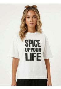 Sinsay - Bawełniana koszulka z nadrukiem Spice Girls - biały. Kolor: biały. Materiał: bawełna. Wzór: nadruk #1