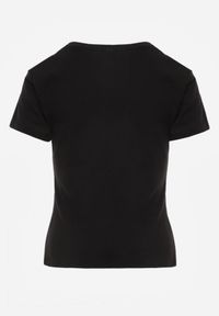 Born2be - Czarny Gładki T-shirt z Bawełny z Krótkim Rękawem Charise. Kolor: czarny. Materiał: bawełna. Długość rękawa: krótki rękaw. Długość: krótkie. Wzór: gładki. Sezon: wiosna, lato #6