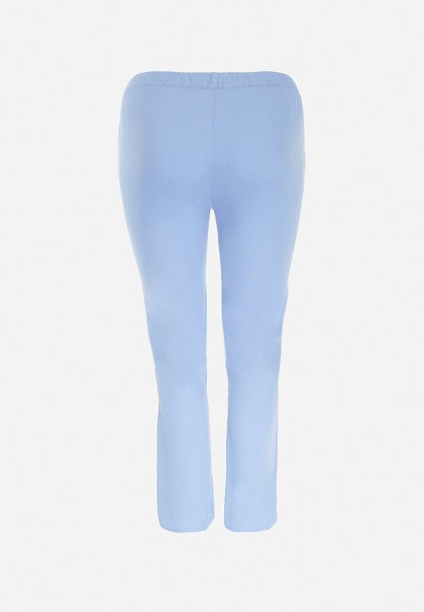 Born2be - Niebieskie Materiałowe Spodnie z Gumką w Talii Airiana. Okazja: na co dzień. Kolekcja: plus size. Kolor: niebieski. Materiał: materiał. Styl: klasyczny, elegancki, casual