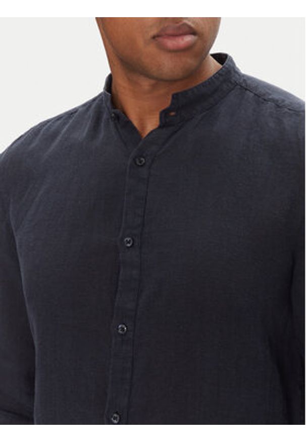 Hugo - HUGO Koszula Elvory 50490740 Granatowy Slim Fit. Kolor: niebieski. Materiał: len