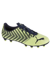 Buty piłkarskie dla dzieci Puma Tacto Ii Fg, ag. Zapięcie: sznurówki. Kolor: wielokolorowy, żółty, czarny, zielony. Materiał: materiał, syntetyk. Szerokość cholewki: normalna. Sport: piłka nożna
