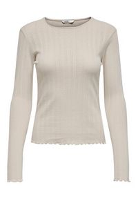 only - ONLY Bluzka Carlotta 15291987 Beżowy Regular Fit. Kolor: beżowy. Materiał: bawełna #5