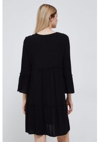 Vero Moda sukienka kolor czarny mini rozkloszowana. Kolor: czarny. Materiał: tkanina, włókno. Wzór: aplikacja. Typ sukienki: rozkloszowane. Długość: mini #6