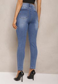 Renee - Granatowe Dopasowane Jeansy Skinny z Efektem Push Up i Przedarciami Avotia. Kolor: niebieski #5