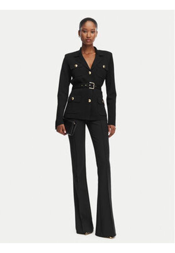 Elisabetta Franchi Marynarka MK-10B-62E2-V600 Czarny Slim Fit. Kolor: czarny. Materiał: poliamid