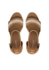 TOMMY HILFIGER - Tommy Hilfiger Espadryle High Wedge Espad Webbing FW0FW09342 Beżowy. Kolor: beżowy. Materiał: materiał #5