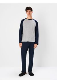 Sinsay - Piżama dwuczęściowa z bawełną - granatowy. Kolor: niebieski. Materiał: bawełna #1