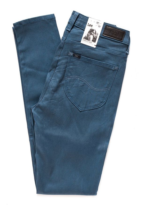 Lee - LEE SCARLETT HIGH BLUE L626CIDX 112114148. Stan: podwyższony. Wzór: jednolity