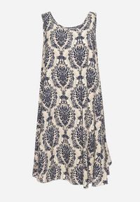 Born2be - Beżowo-Granatowa Rozkloszowana Sukienka z Bawełny bez Rękawów Horrilla. Kolor: beżowy. Materiał: bawełna. Długość rękawa: bez rękawów. Sezon: lato. Styl: boho #7