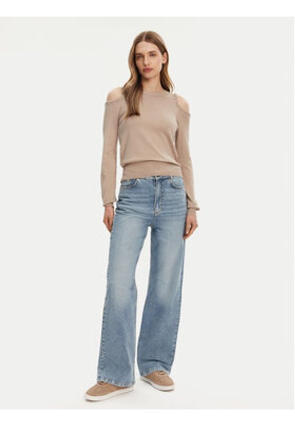 only - ONLY Sweter Gila 15339512 Beżowy Regular Fit. Kolor: beżowy. Materiał: wiskoza, syntetyk