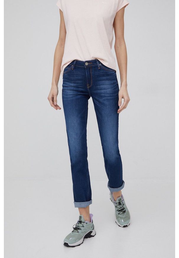 Lee jeansy MARION STRAIGHT NIGHT SKY damskie medium waist. Okazja: na co dzień. Kolor: niebieski. Styl: casual