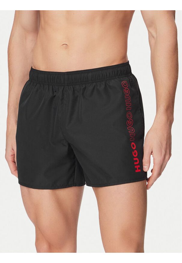 Hugo - HUGO Szorty kąpielowe Tiki 50561111 Czarny Regular Fit. Kolor: czarny. Materiał: syntetyk