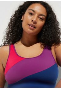 bonprix - Szybkoschnący sportowy kostium kąpielowy z kontrastowymi wstawkami. Kolor: niebieski. Materiał: materiał #2