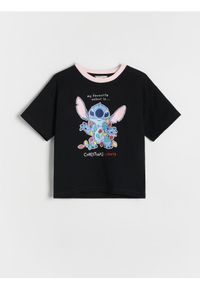 Reserved - Swiąteczny t-shirt Lilo i Stitch - czarny. Kolor: czarny. Materiał: dzianina, bawełna