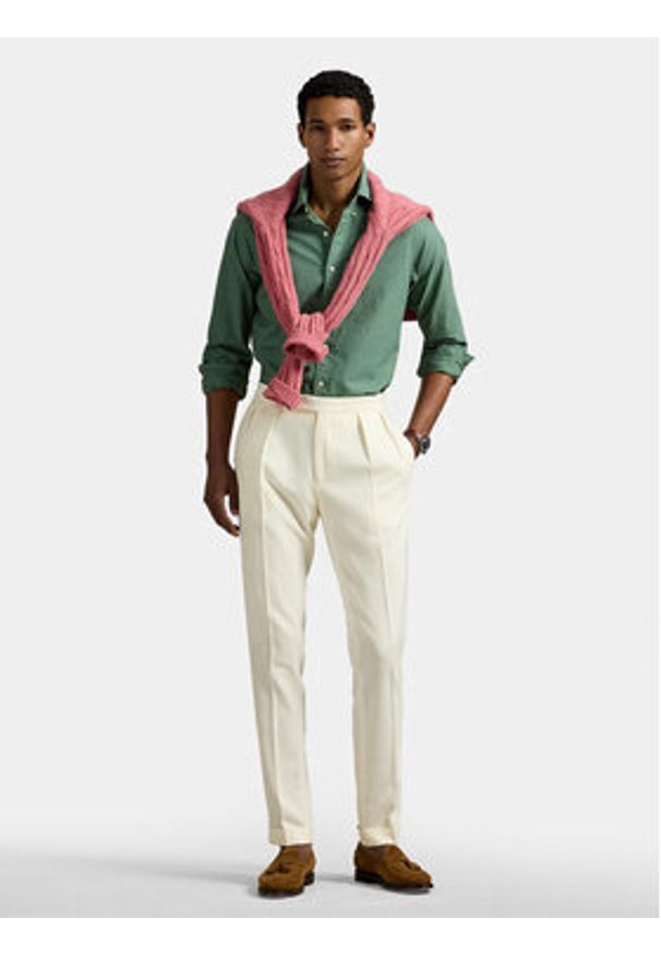 Polo Ralph Lauren Koszula 710804257056 Zielony Slim Fit. Typ kołnierza: polo. Kolor: zielony. Materiał: bawełna