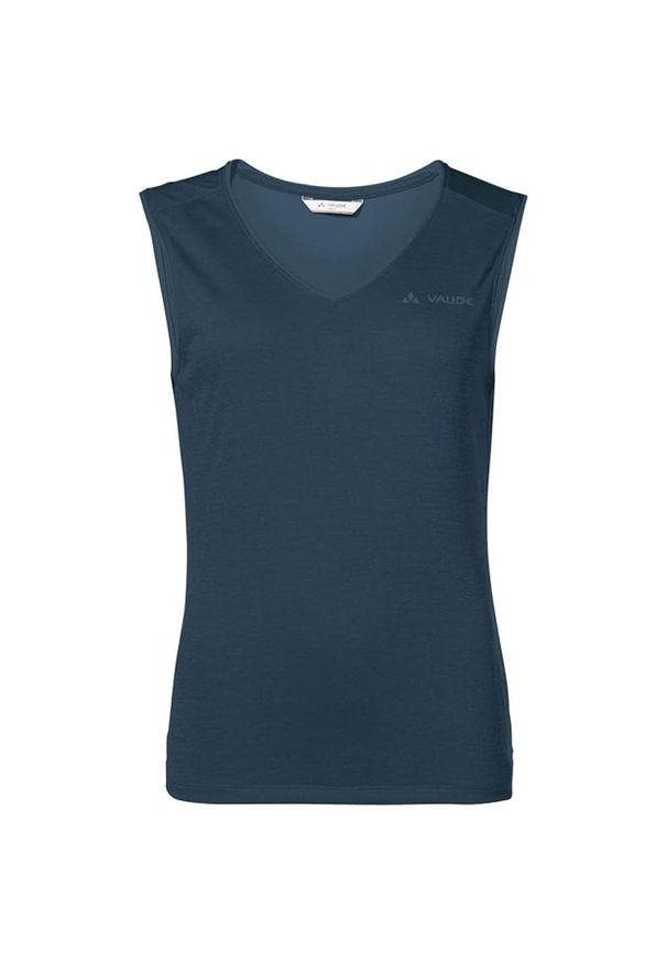 Koszulka trekkingowa damska Vaude Essential Top. Kolor: niebieski. Materiał: poliester. Długość rękawa: bez rękawów