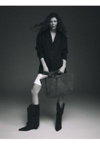 Reserved - Torebka shopper z imitacji zamszu - beżowy. Kolor: beżowy. Materiał: zamszowe #1