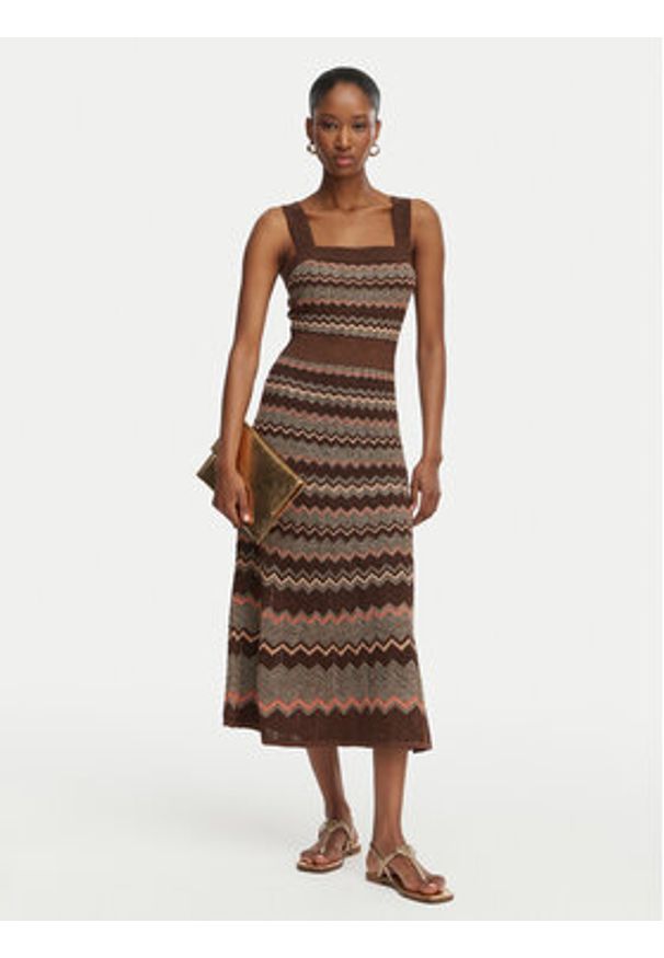 Marciano Guess Sukienka dzianinowa G6GK42 Z0640 Brązowy Regular Fit. Kolor: brązowy. Materiał: syntetyk