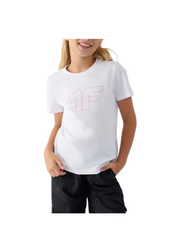 4f - Koszulka dziecięca 4F. Kolor: biały