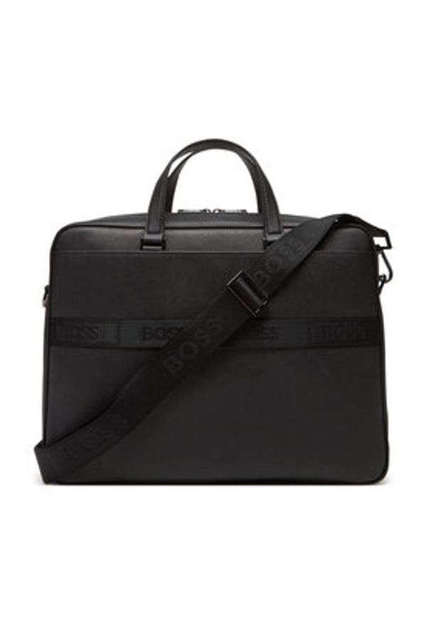 BOSS Torba na laptopa 50542235 Czarny. Kolor: czarny. Materiał: skóra