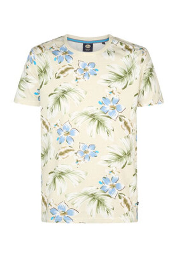 Petrol Industries T-Shirt M-1050-TSR655 Beżowy Regular Fit. Kolor: beżowy. Materiał: syntetyk