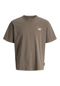 Jack & Jones T-Shirt Edover 12288005 Brązowy Regular Fit. Kolor: brązowy. Materiał: bawełna #3