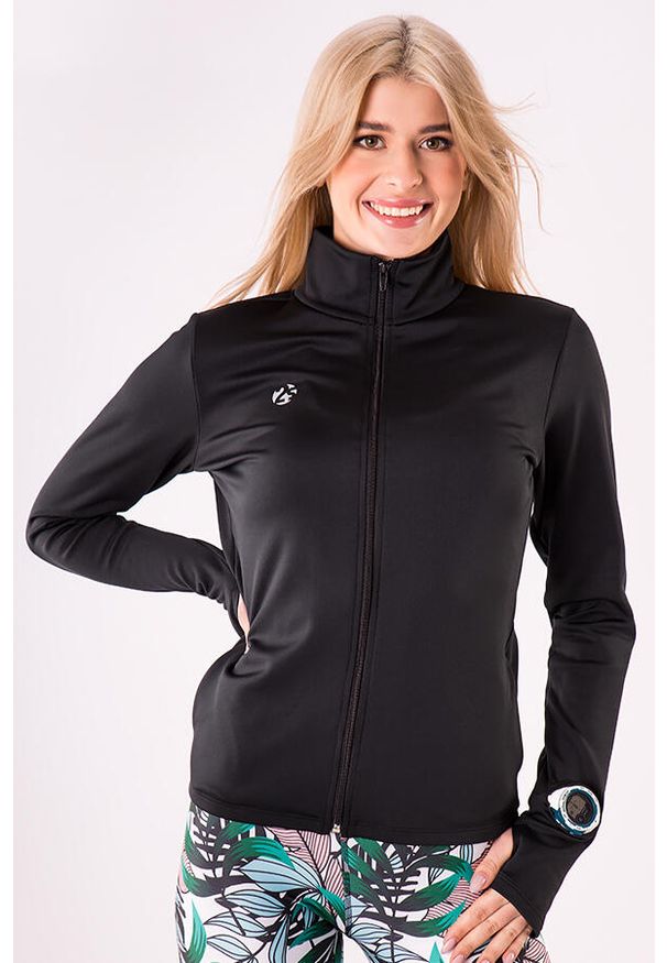 2SkIN - Rozpinana czarna bluza do biegania damska 2skin Time to run. Kolor: czarny. Materiał: elastan, poliester. Sport: bieganie