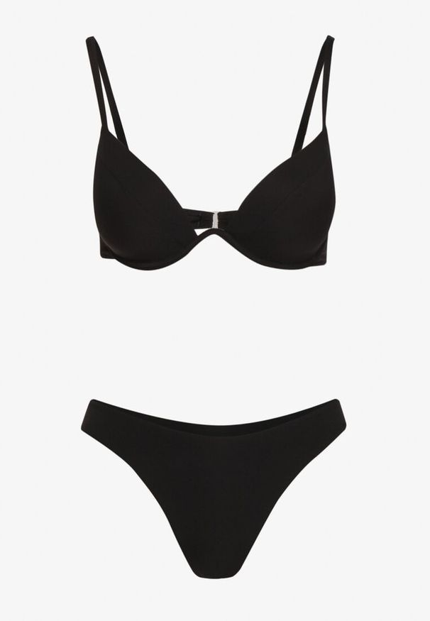 Born2be - Czarne Bikini Biustonosz z Usztywnianymi Miseczkami i Majtki Typu Figi Regulowanymi Ramiączkami Ellati. Kolor: czarny