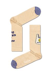 Happy-Socks - Happy Socks Skarpety wysokie unisex SOU01-1700 Beżowy. Kolor: beżowy. Materiał: materiał, bawełna #1