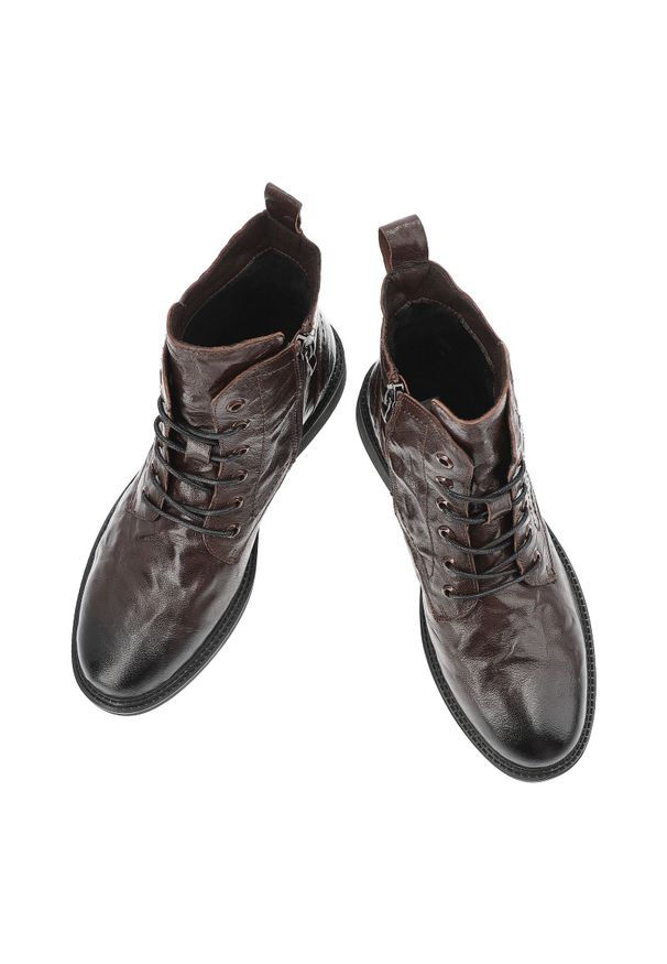 Brązowe Botki Artiker Skórzane Obuwie Damskie. Okazja: na spacer. Wysokość cholewki: przed kolano. Kolor: brązowy. Materiał: skóra. Szerokość cholewki: normalna. Styl: vintage, klasyczny