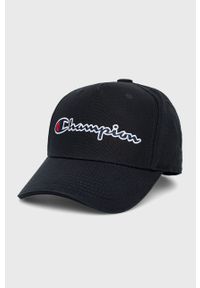 Champion czapka bawełniana kolor czarny z aplikacją. Kolor: czarny. Materiał: bawełna. Wzór: aplikacja