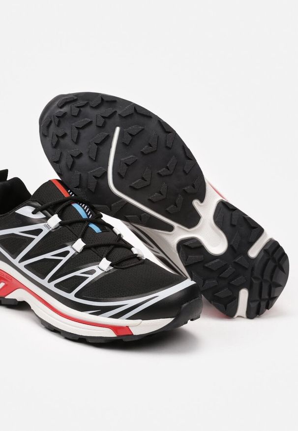 Born2be - Czarno-Czerwone Sznurowane Buty Sportowe na Płaskiej Podeszwie z Ozdobnymi Przeszyciami Ililena. Okazja: na co dzień. Zapięcie: sznurówki. Kolor: czarny. Materiał: jeans. Obcas: na płaskiej podeszwie