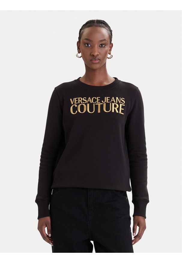 Versace Jeans Couture Bluza 80HAIT01 CF01T Czarny Regular Fit. Typ kołnierza: kołnierzyk włoski. Kolor: czarny. Materiał: bawełna