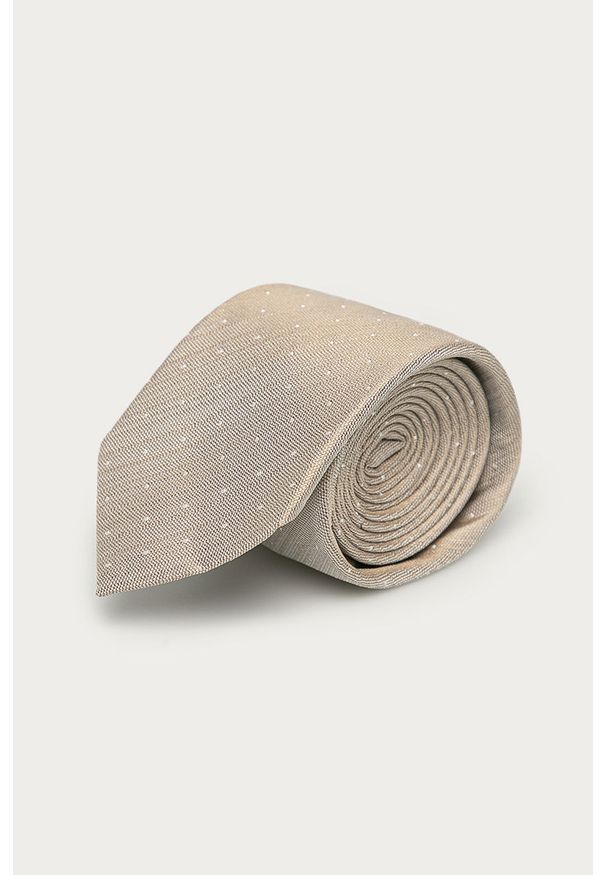 Strellson - Krawat. Kolor: beżowy. Materiał: tkanina, jedwab