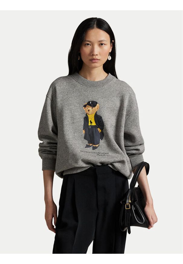 Polo Ralph Lauren Bluza 211A87104001 Szary Relaxed Fit. Typ kołnierza: polo. Kolor: szary. Materiał: bawełna