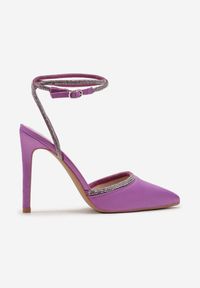 Renee - Fioletowe Sandały na Szpilce z Błyszczącymi Cyrkoniami Raraino. Kolor: fioletowy. Obcas: na szpilce. Styl: glamour #2